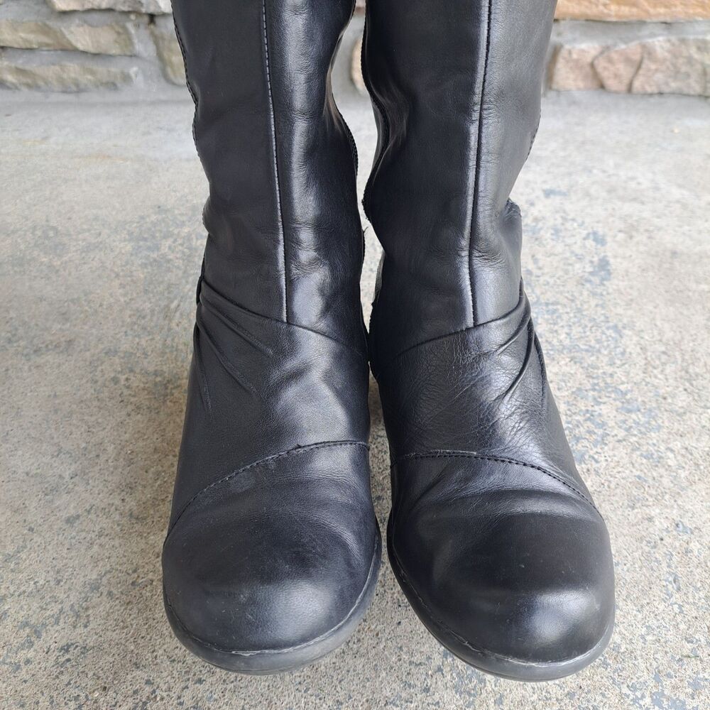 Clarks Wish Excite Knee High Leather Riding Boots Elastic Calf Ext Womens 9M - Picture 6 of 14